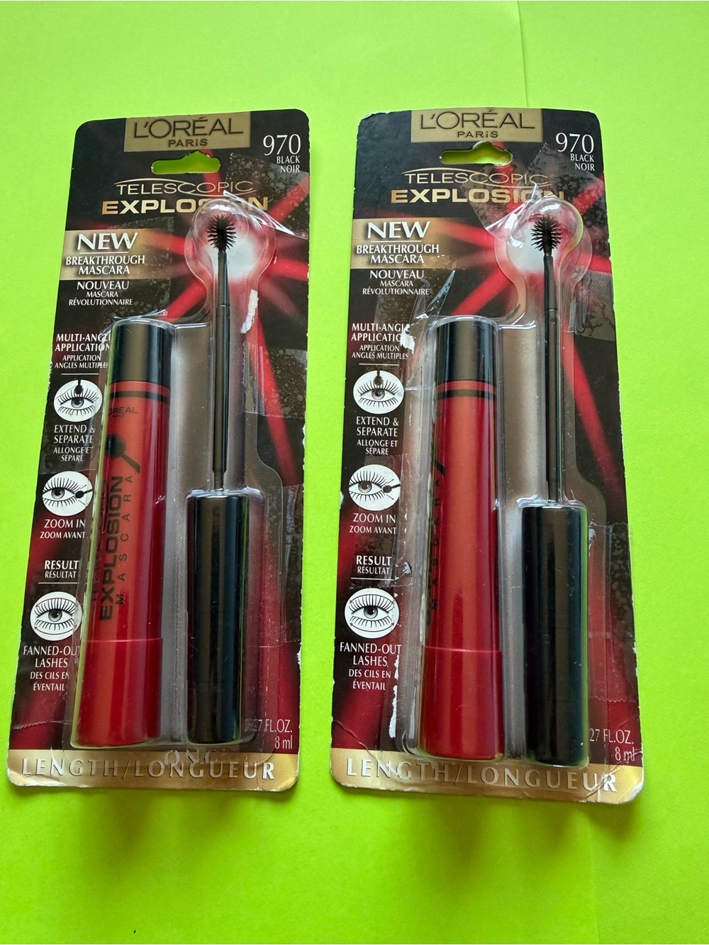 2 NEW L'Oréal Paris Telescopic Explosion Mascara 970 BLACK